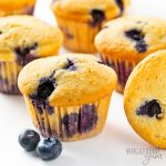 Close up of almond flour keto blueberry muffins