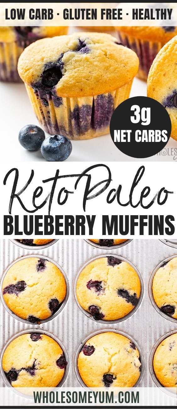 Keto Low Carb Paleo Blueberry Muffins Recipe with Almond Flour