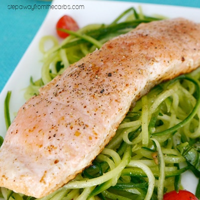 Delicious Easy Low Carb Meals - Recipes & Meal Ideas - Butter Poached Salmon with Cucumber Noodles