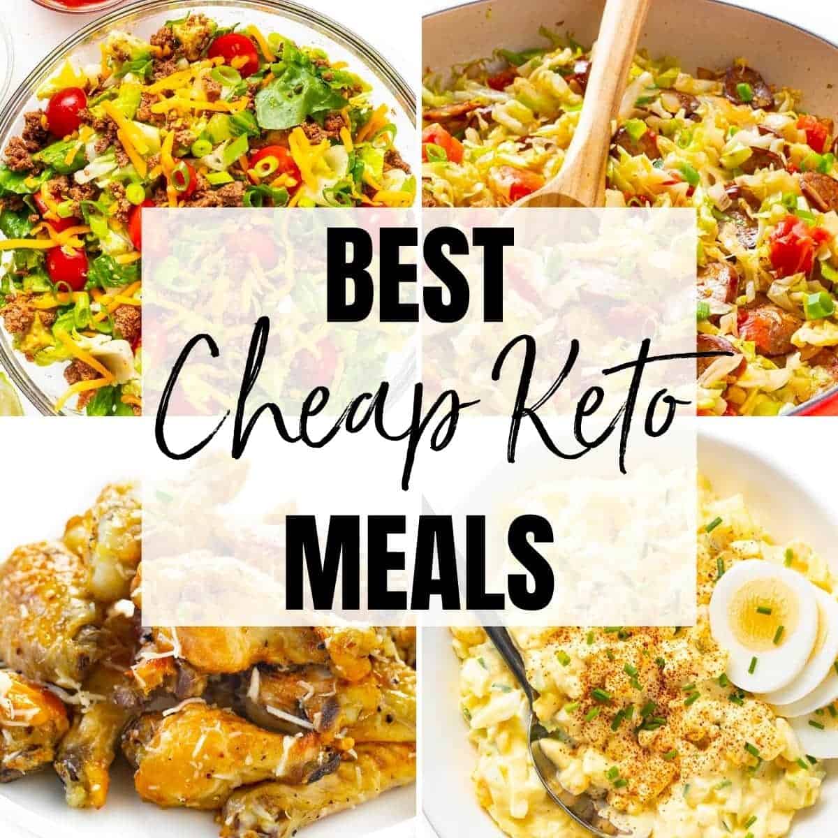 Collage of cheap keto meals