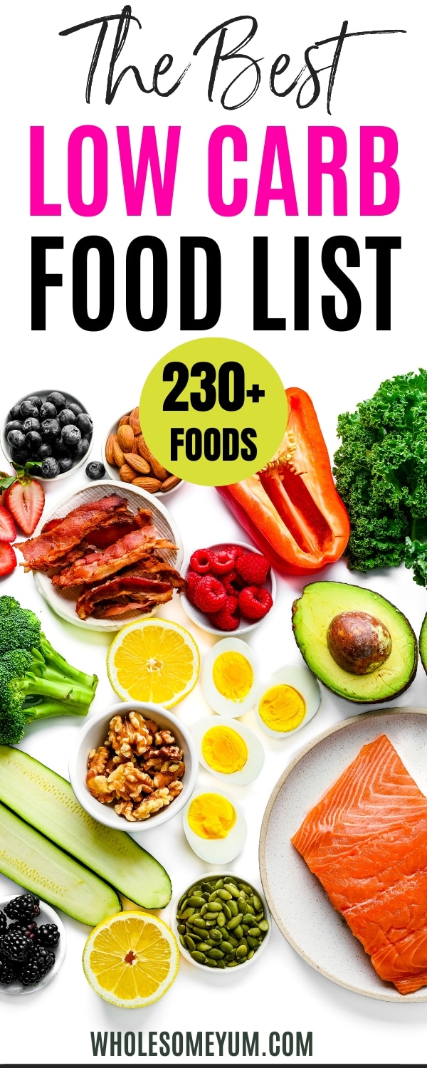Low carb foods list pin.