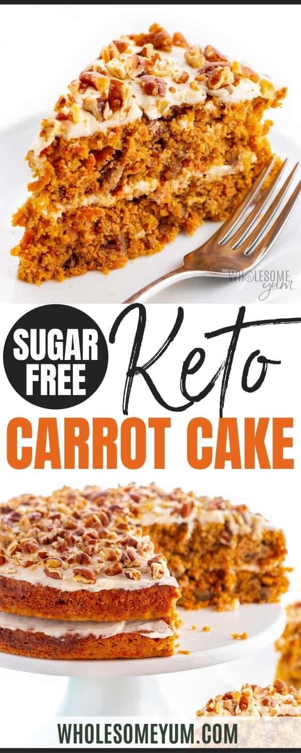 Sugar-free keto carrot cake recipe pin.