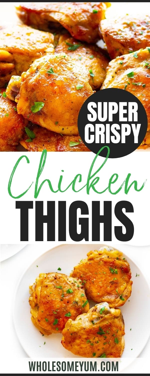 Crispy baked chicken thighs recipe pin