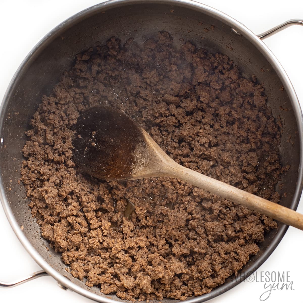 Ground beef in a pot being browned.
