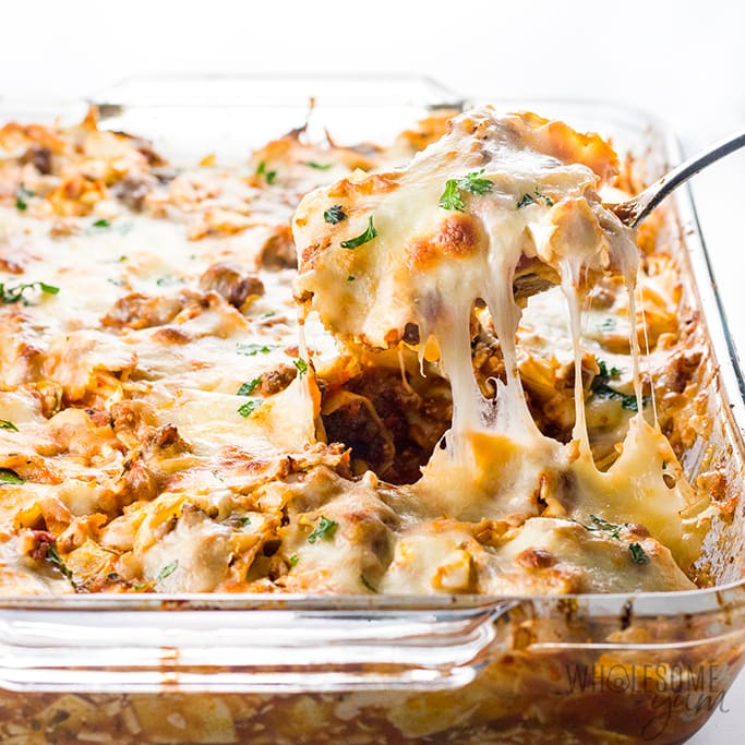 Lazy cabbage roll casserole in baking dish