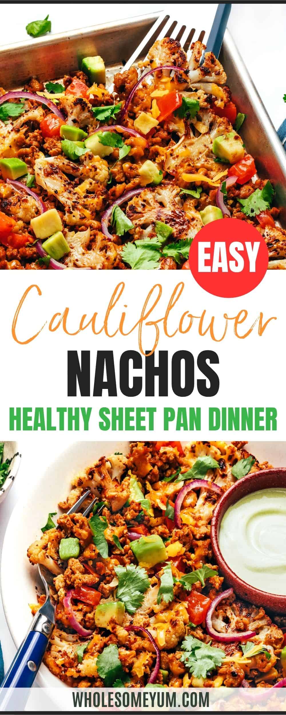 Cauliflower nachos recipe pin.