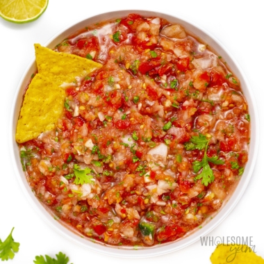 Fresh homemade salsa recipe in a bowl.