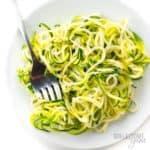 How to make zucchini noodles - shown on a plate