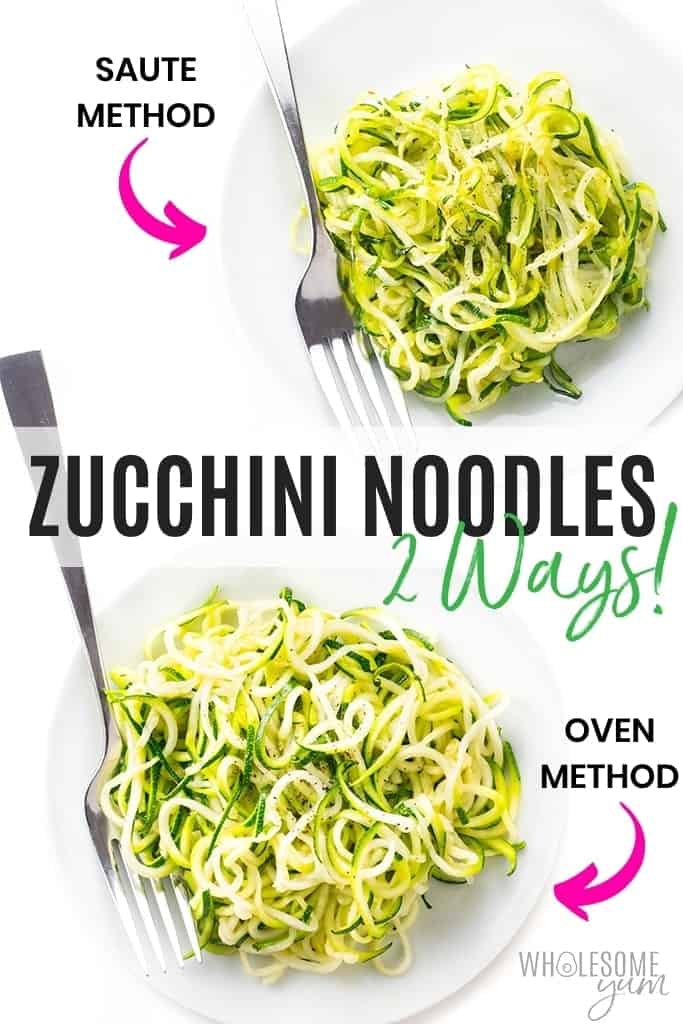 Two different ways to make zucchini noodles.