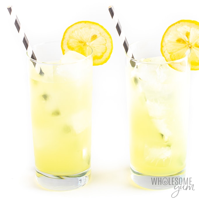 Twoglassesofsugar freeketolemonadewithlemonslicesDetail:healthy sugar free lemonade recipe  ingredients