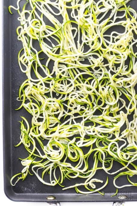 Zucchini noodles baked in the oven