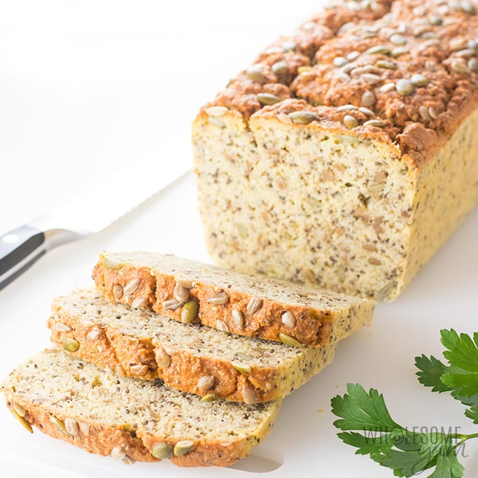 Keto Low Carb Coconut Flour Bread Recipe - A low carb coconut flour bread recipe packed with seeds, for a delicious multi-grain taste without nuts or grains! Keto paleo bread made with coconut flour is perfect for sandwiches. Detail: keto-low-carb-coconut-flour-bread-recipe-3