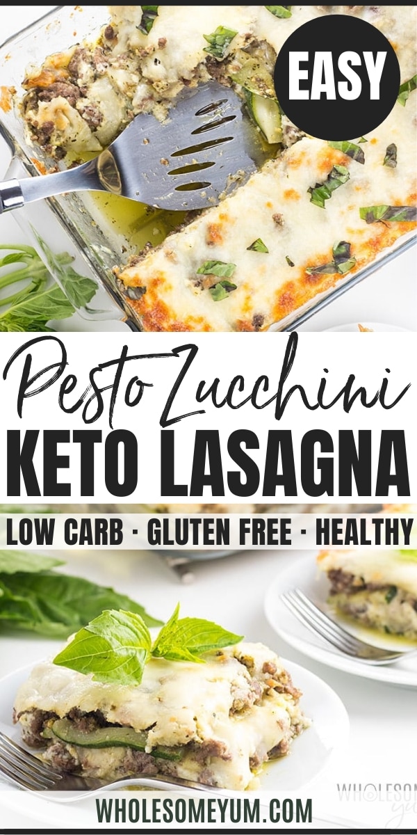 Low Carb Keto Zucchini Lasagna Recipe with Meat & Pesto - No Noodles