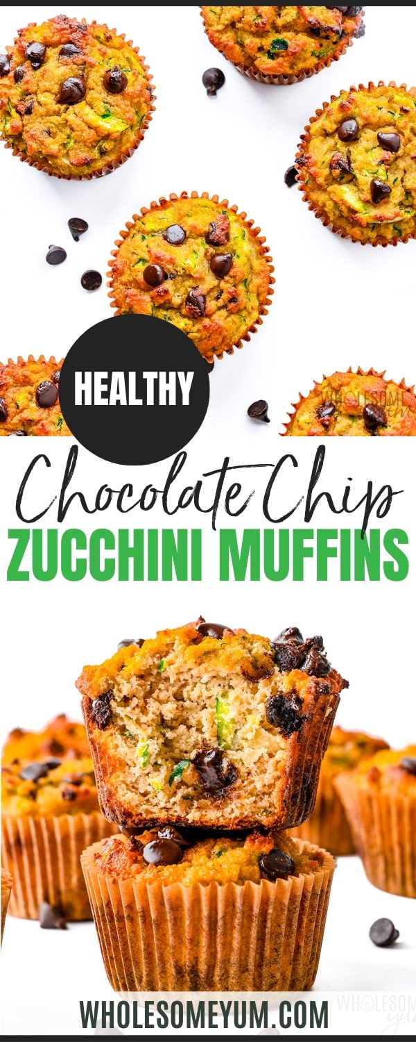 Healthy zucchini muffins recipe pin.