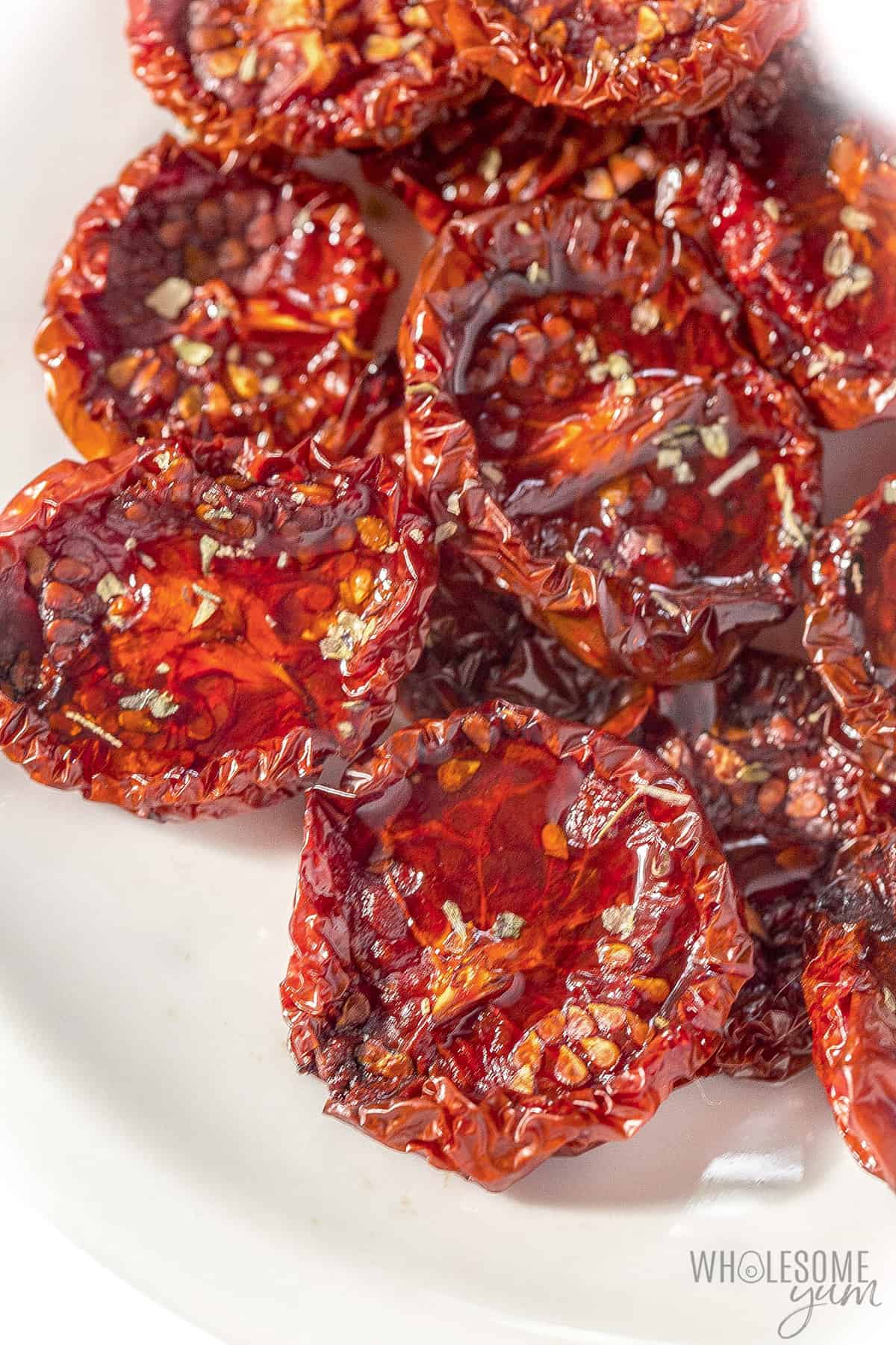 Sun drying tomatoes makes them come out sweet and flavorful like these.
