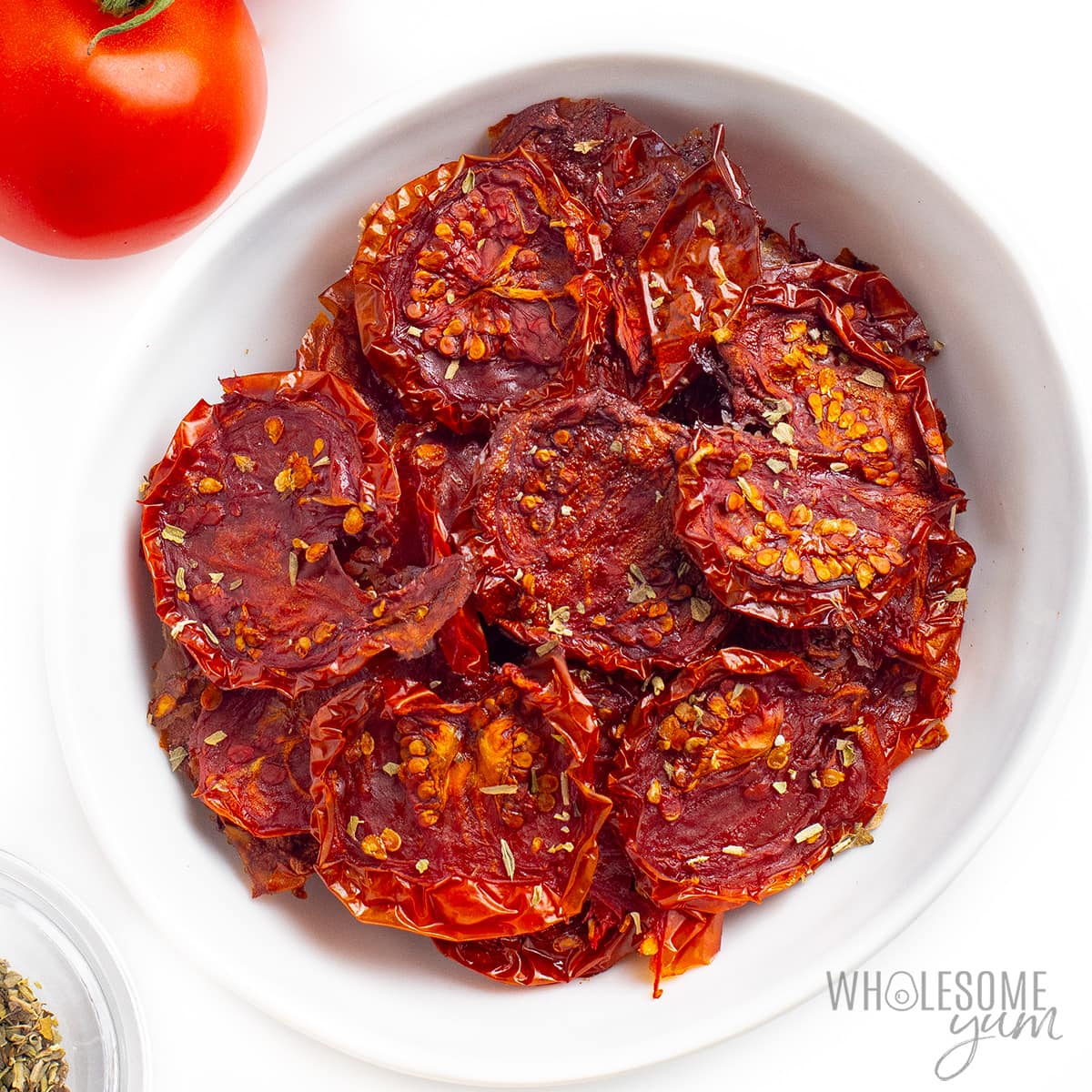 Sun-dried tomatoes in the oven come out looking like this.