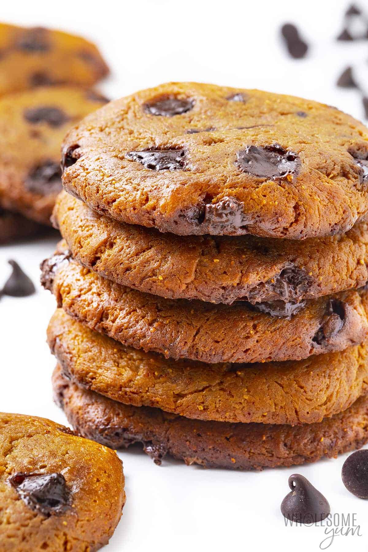 Peanut butter protein cookies in a stack