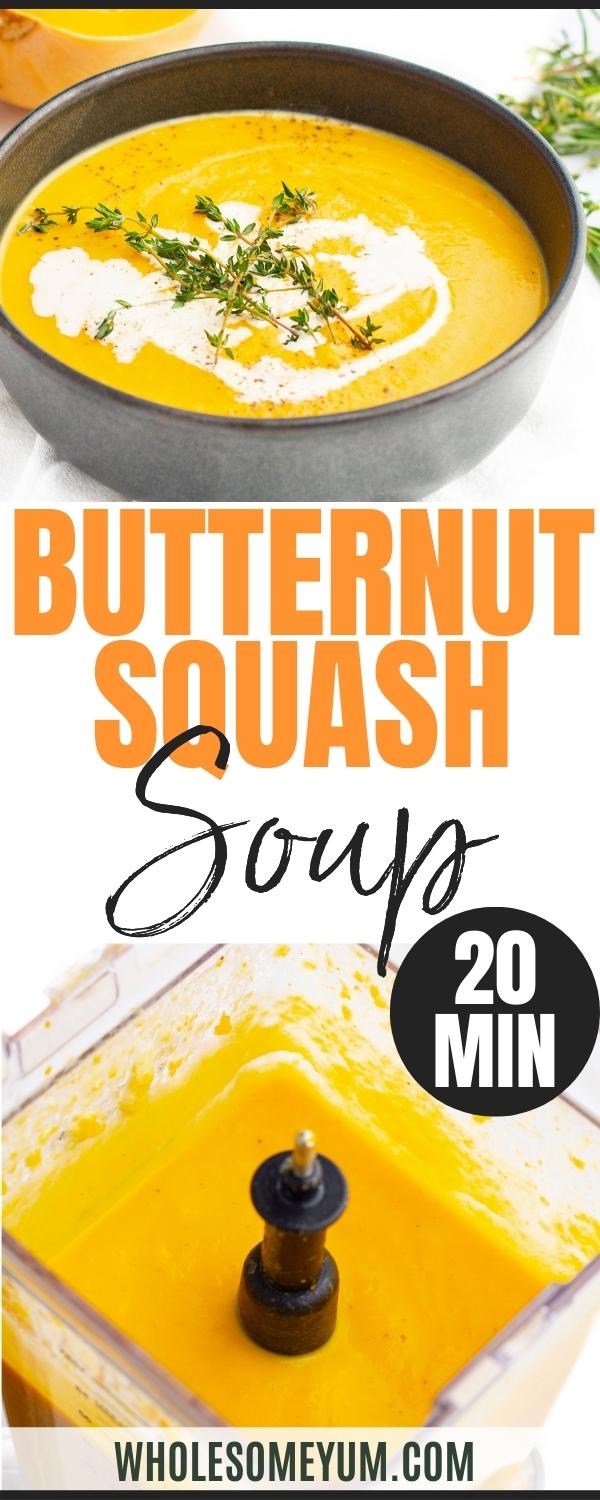 Butternut squash soup recipe pin.