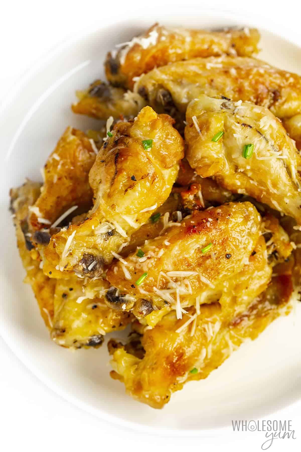 Garlic parmesan wings on a plate