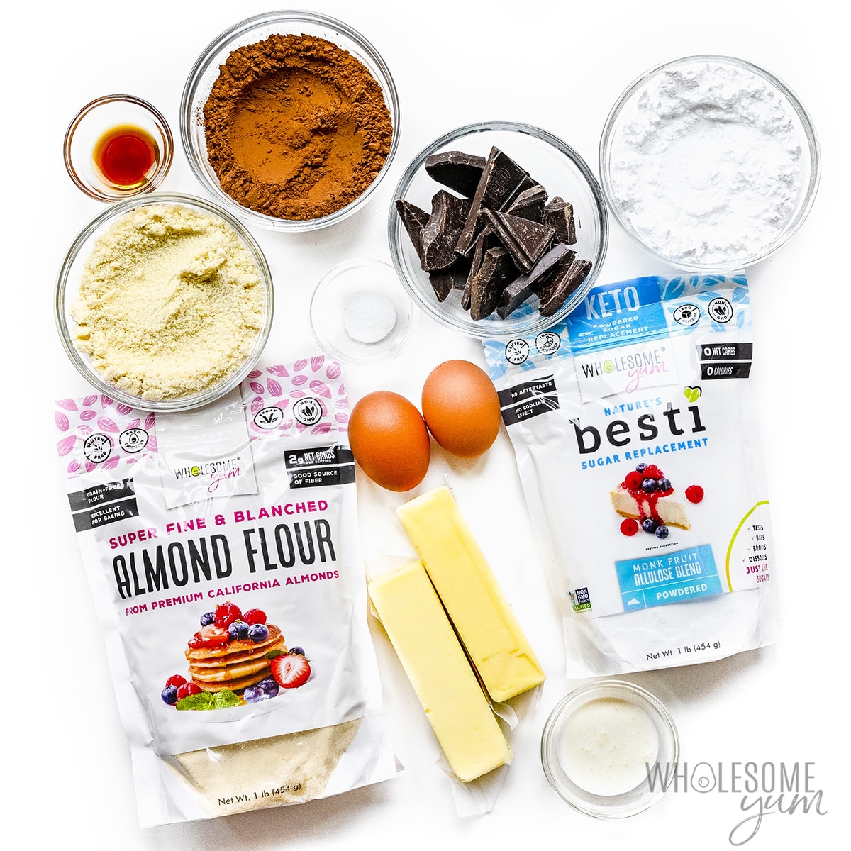 Almond flour brownies ingredients. 