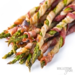 Bacon wrapped asparagus recipe close up.