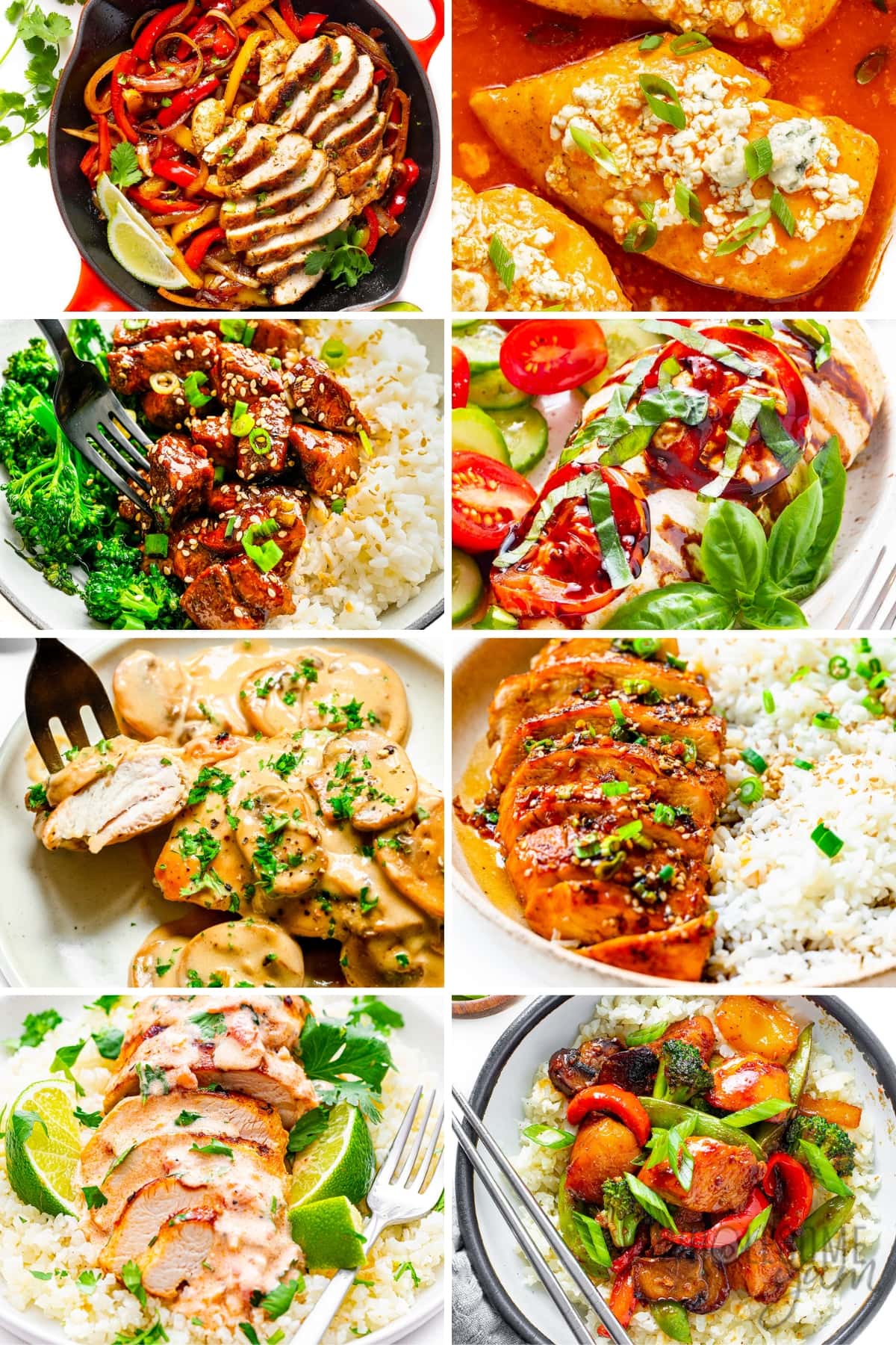 Chicken meal prep ideas collage - different meal combos.