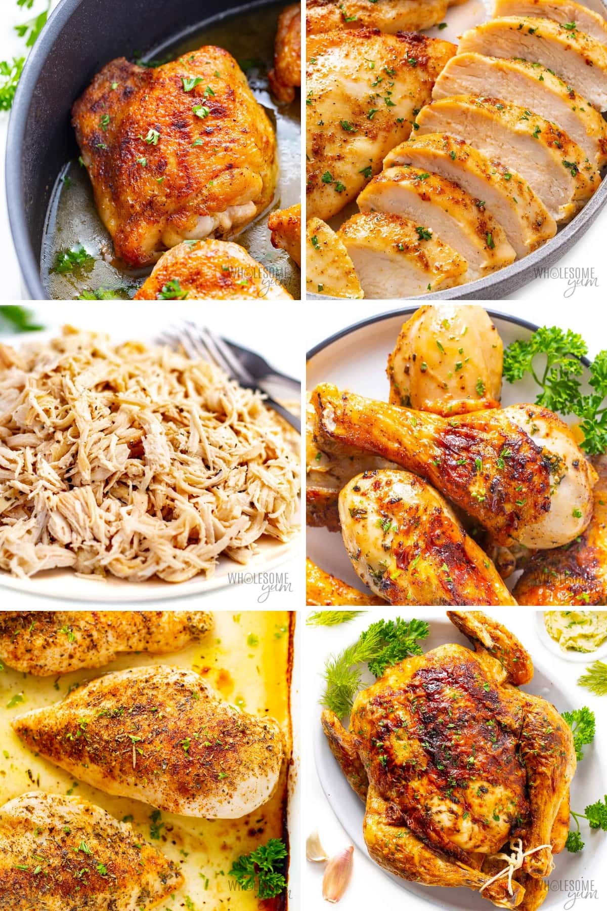 Chicken meal prep ideas collage - different cuts of chicken.