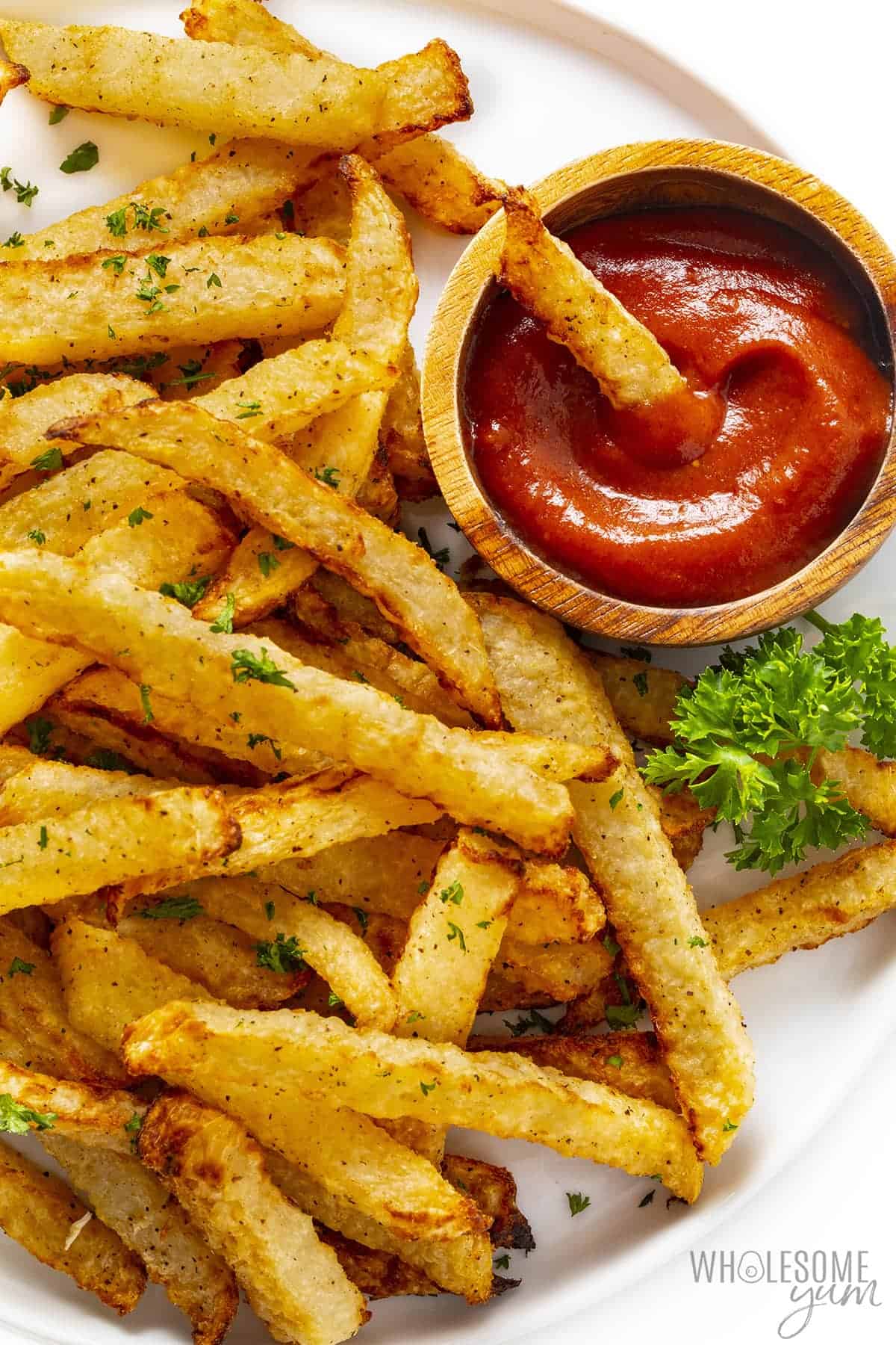 Jicama french fries on a plate.