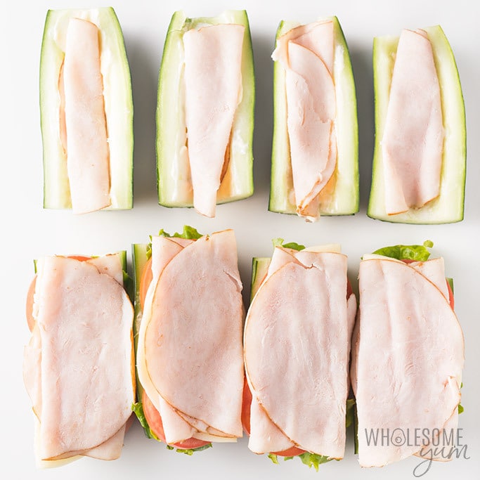 Cucumber subs recipe - how to assemble them with turkey