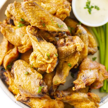 Air fryer chicken wings recipe close up