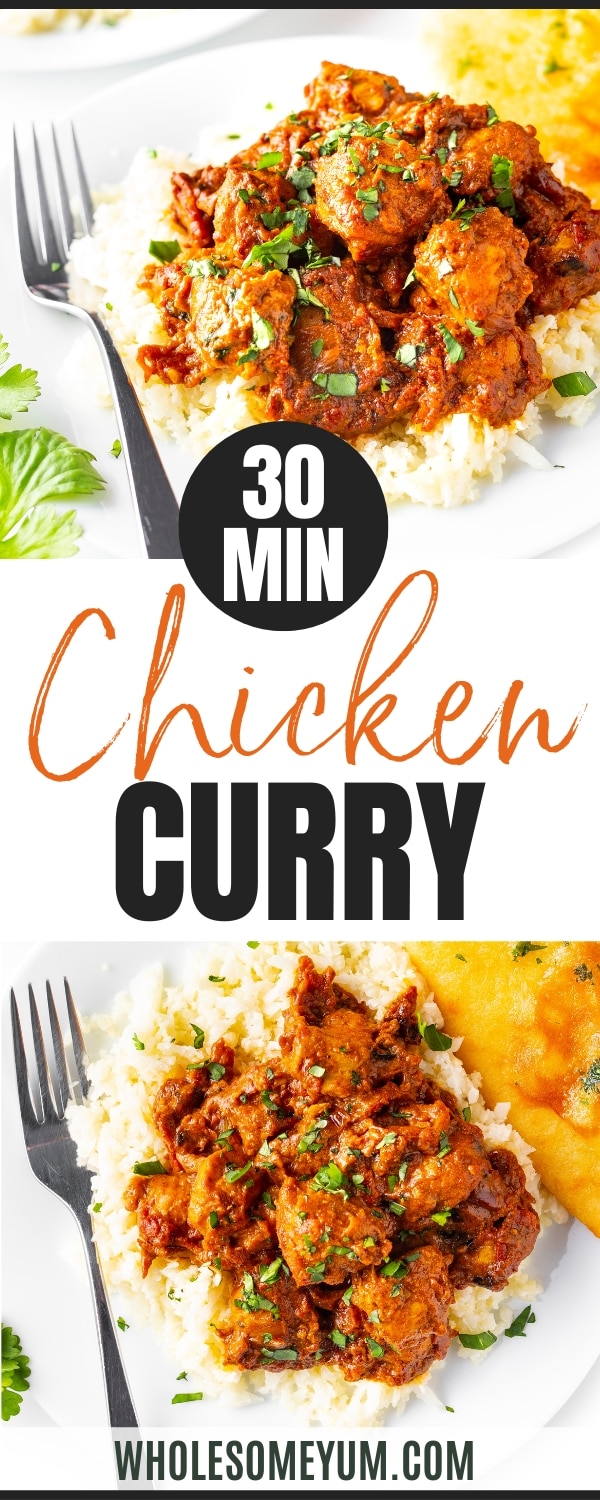 Chicken curry recipe pin.