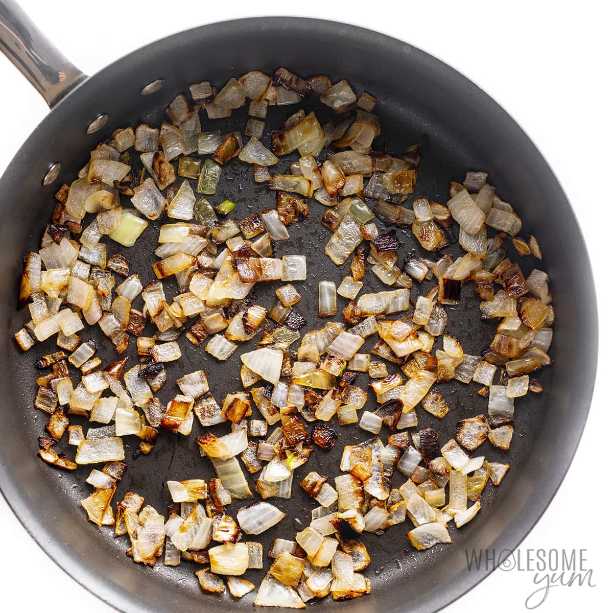 Sauteed onion in a skillet. 