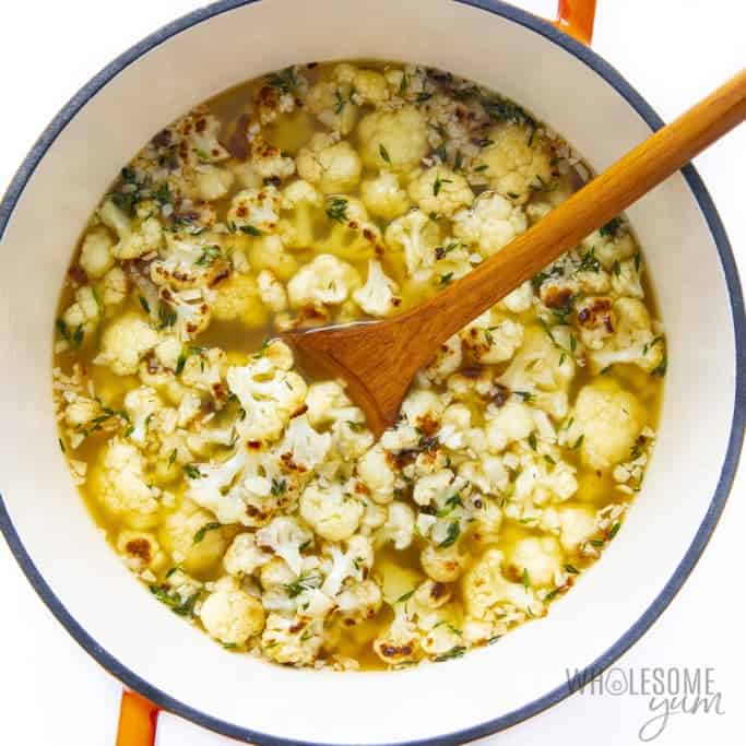 Cauliflower soup recipe in a dutch oven