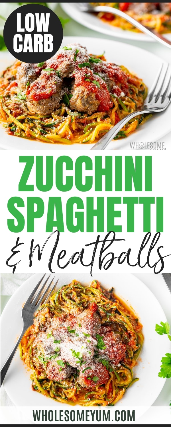 Zucchini spaghetti recipe pin.