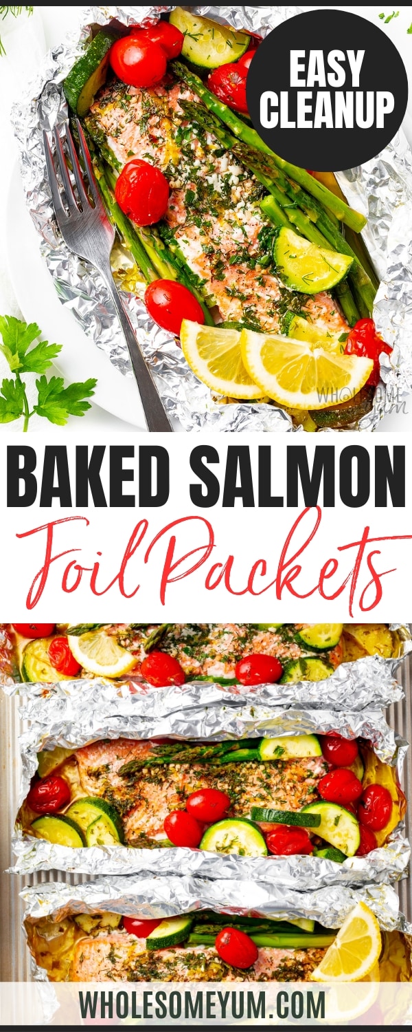 Salmon foil packets recipe pin.