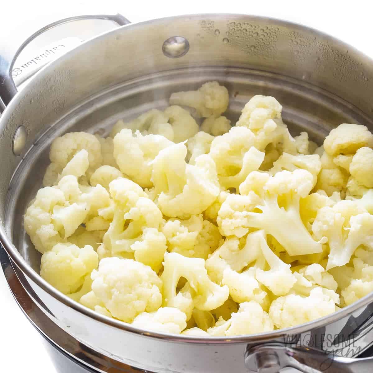 Steamed cauliflower for mashing