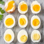 Baked eggs at time intervals
