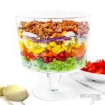 7 layer salad in a small bowl.