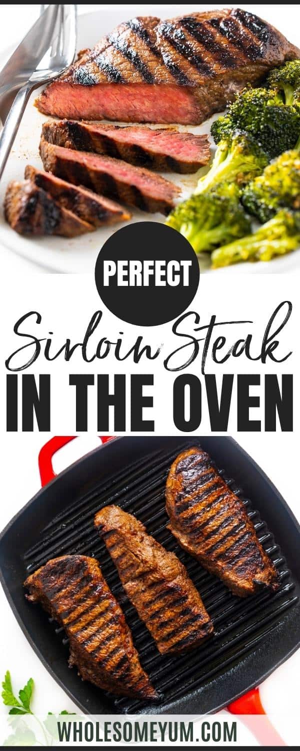 Perfect sirloin steak recipe pin.