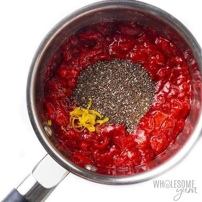 Strawberry jam with chia seeds added