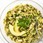 Avocado tuna salad in a bowl