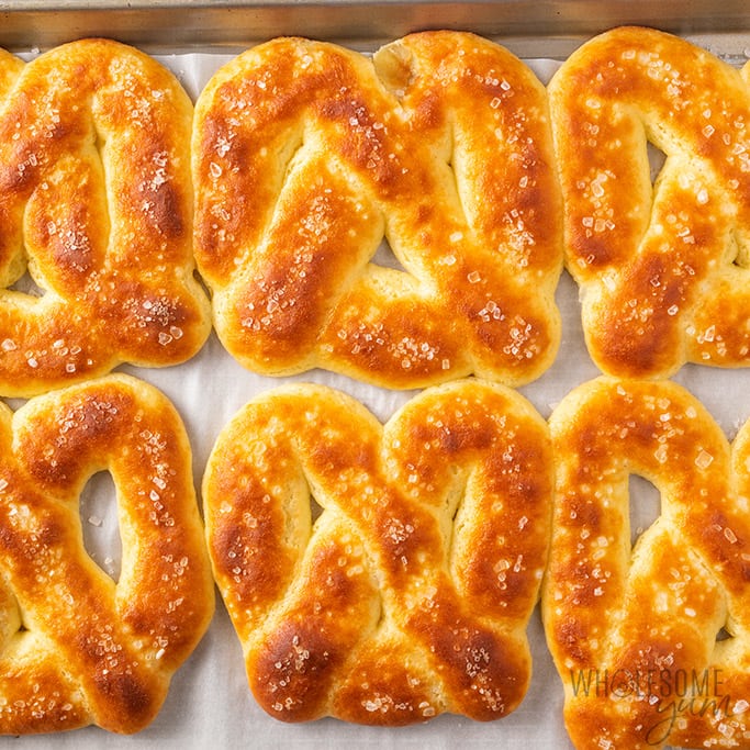 Low carb soft pretzels after baking