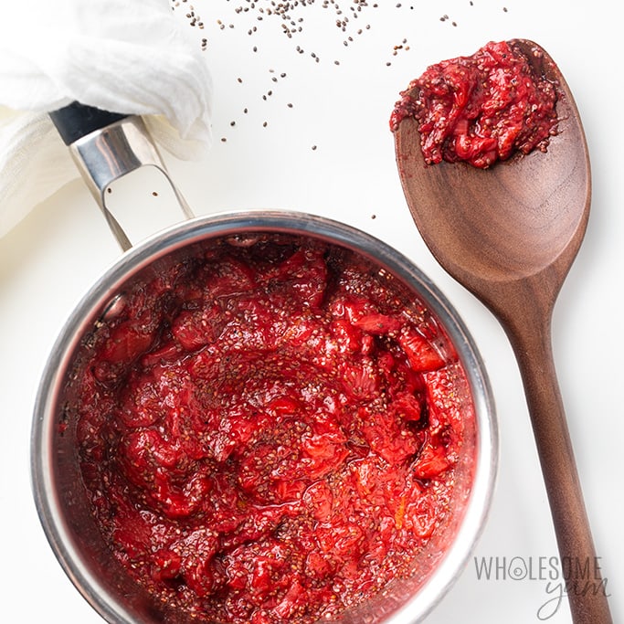strawberry chia jam in saucepan Detail: strawberry-chia-seed-jam-recipe-3