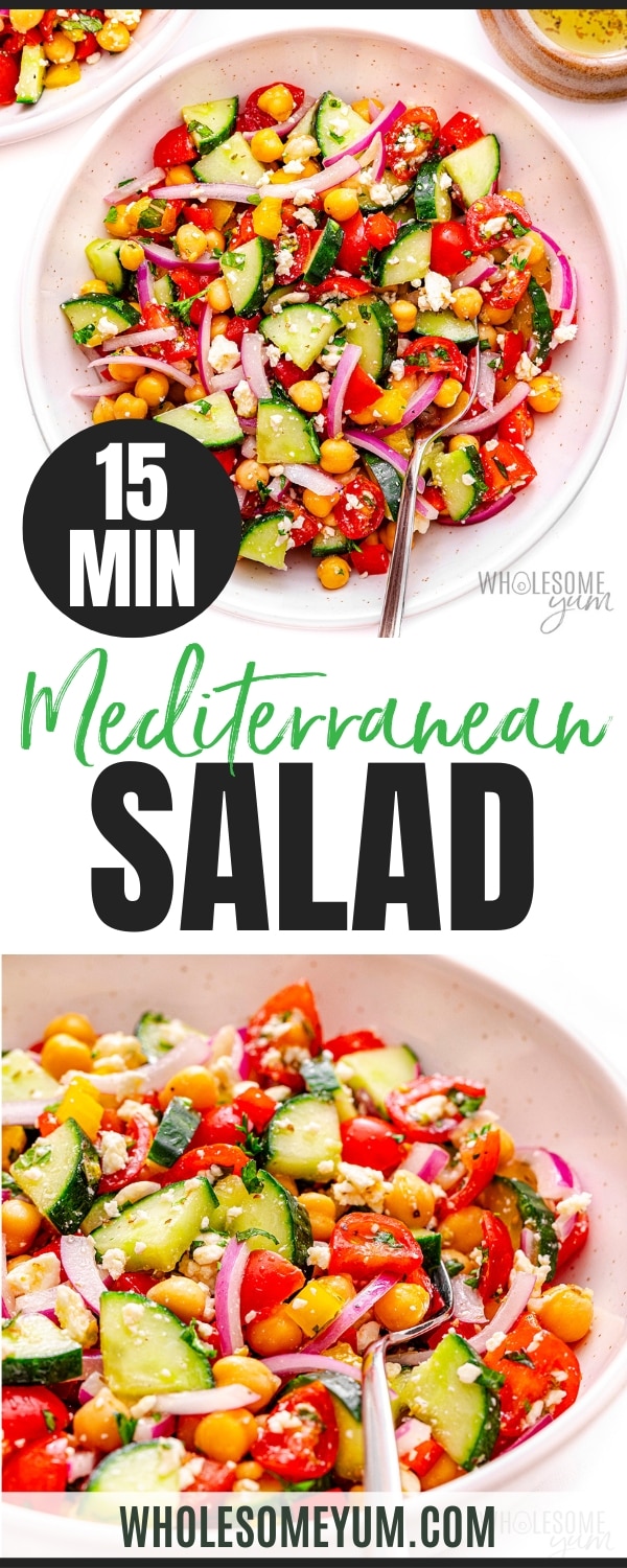 Mediterranean salad recipe pin.