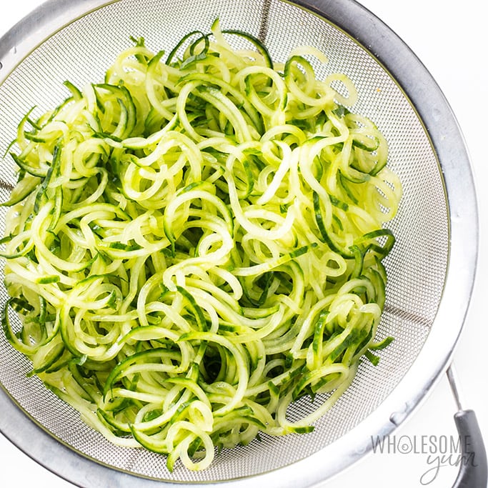 cucumber noodles recipe with noodles draining