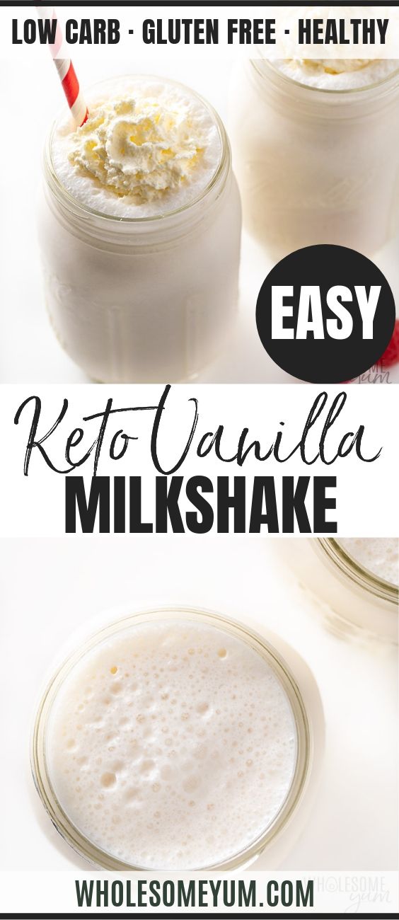 Keto Low Carb Vanilla Milkshake - Pinterest image