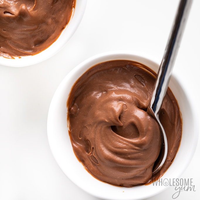 best chocooverhead shot of two bowls of best chocolate pudding recipe