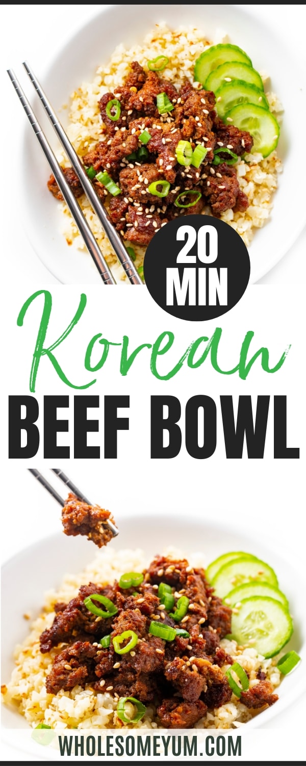 Korean beef bowl recipe pin.