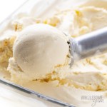 Low carb keto ice cream recipe in a scoop.