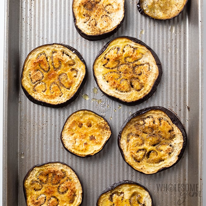 How To Roast Eggplant Oven Roasted Eggplant Recipe Wholesome Yum